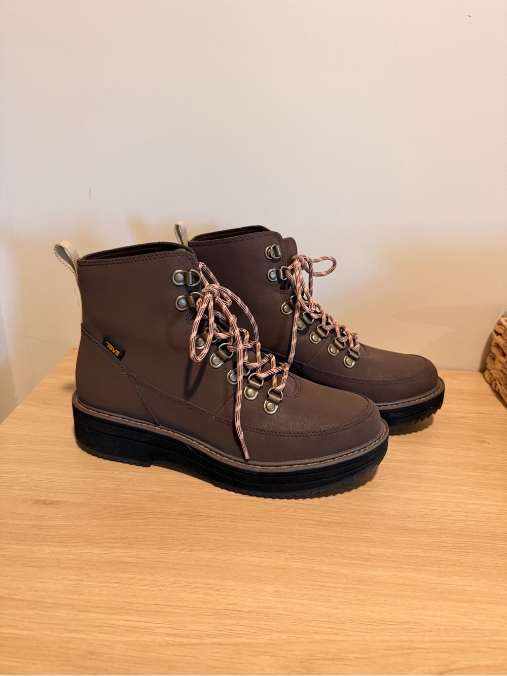 Teva Brown Lace-Up Ankle Boots with Accent Laces